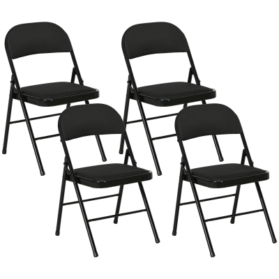 Set de 4 Scaune Pliabile, Scaune Moderne cu Perne, 45x46x78 cm, Negru