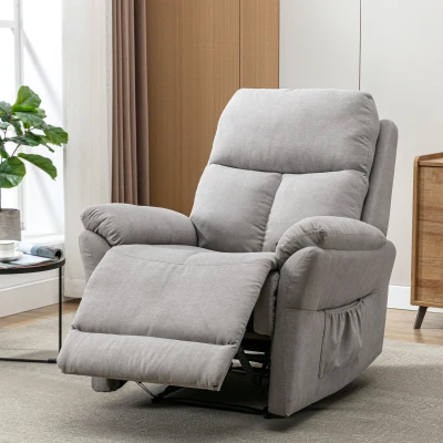 Fauteuil de Relaxation Inclinable Manuel avec Repose-pieds Extensible, Gris