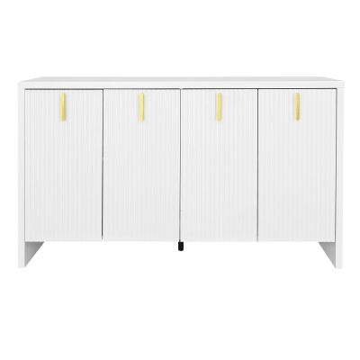 Crédence Moderne Minimaliste avec Poignées Dorées et Étagères Réglables, Blanc