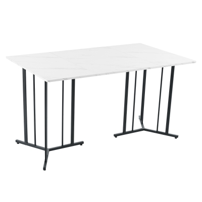 Modern Oblong Dining Room Tables with Adjustable Feet, White