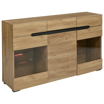 Buffet Moderne avec LED pour Salon et Cuisine, Chêne