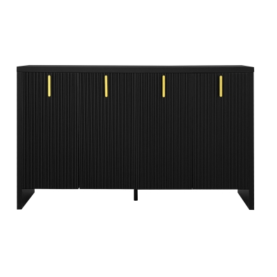 Modernes schwarzes Sideboard mit vergoldeten Griffen und verstellbaren Einlegeböden, schwarz
