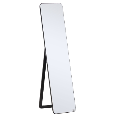 HOMCOM Espelho de Pé Espelho de Corpo Inteiro Retangular com 2 Formas de Uso para Dormitórios Corredor 37x43x156 cm Preto