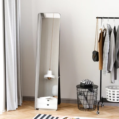 HOMCOM Espelho de Pé Espelho de Corpo Inteiro Retangular com 2 Formas de Uso para Dormitórios Corredor 37x43x156 cm Preto
