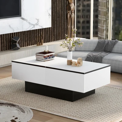 Tavolino da Salotto Moderno Estensibile in MDF, Bianco