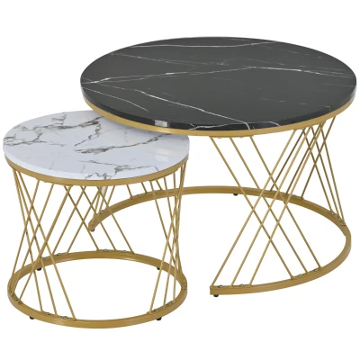 Set di Tavolini da Salotto Moderni a Incastro, Nero