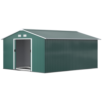 Outsunny Magazie Unelte din Otel Galvanizat, Anti Rugina 3.4 x 3.86 x 2 m, Verde(m-14)