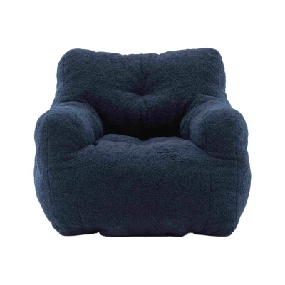 Soft Tufted Foam Snuggle Chair with Teddy Fabric, Blue