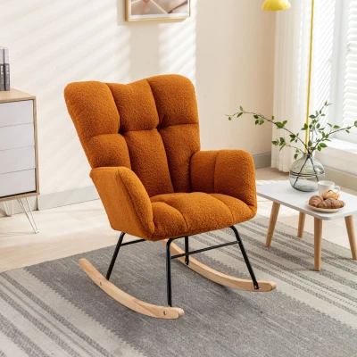 Modern Teddy Armchair with Padded Seat, Caramel