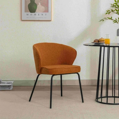 Fabric Wingback Chair with Metal Legs, Orange