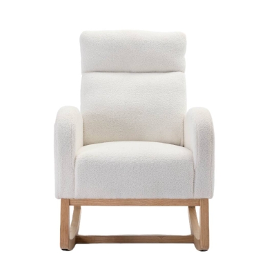 Modern Bedroom Chairs with Solid Wood Legs, Beige