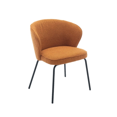 Fabric Wingback Chair with Metal Legs, Orange
