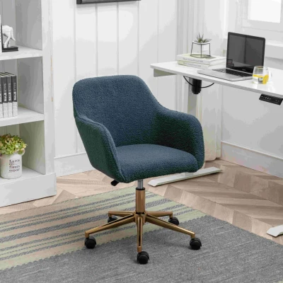 Adjustable Height Ergonomic Swivel Executive Office Chair with Gold Legs, Green