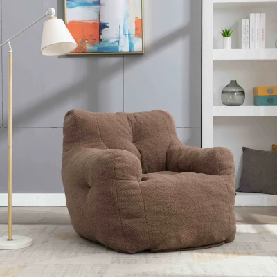Teddy Fabric Recliner Sofa with Soft Tufted Foam, Brown