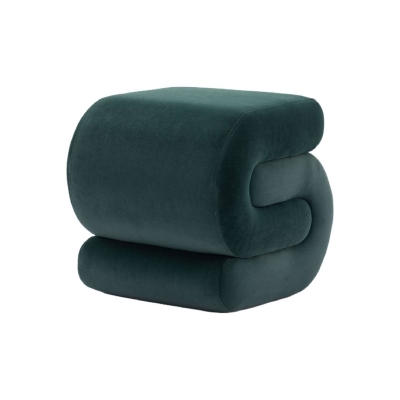 Velvet Ottoman Pouffe Wavy Pouf, Green