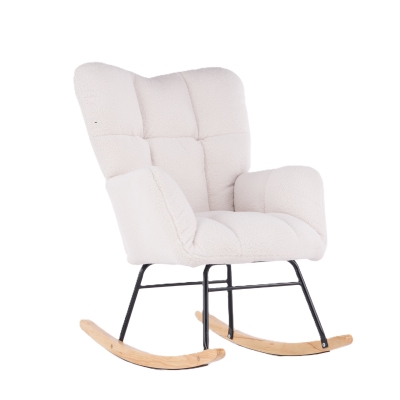 Teddy Fabric Modern Rocker with Padded Seat, White