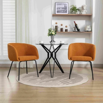 2 Pack Modern Lounge Chair with Black Powder Coated Metal Legs, Orange