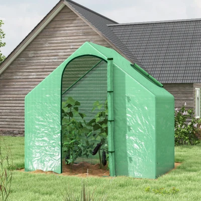 Szklarnia Foliarona Outsunny do Pomidorów, z Oknem i Drzwiami, Zielona, Stal i Plastik, 180 x 100 x 168 cm