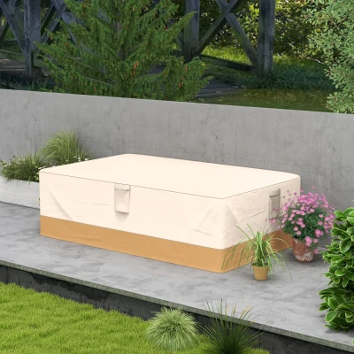 Outsunny Capa Protetora para Móveis de Jardim 270x200x78cm  Tecido Oxford 600D Impermeável Cobertura para Sofás Mesas Exterior com 4 Ventilações 5 Alças Cordão de Tração Bege