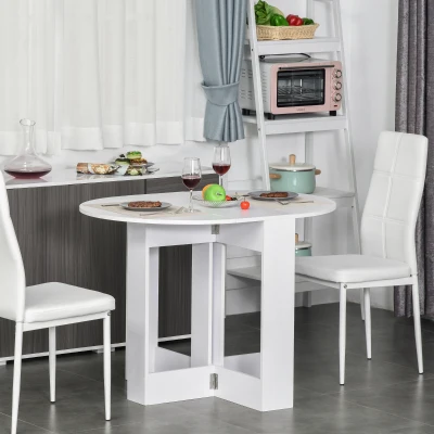 HOMCOM Tavolo pieghevole pranzo 104cm x 76cm x 73.7cm Bianco