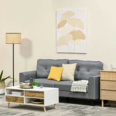 HOMCOM Tableau Ginkgo Doré Déco Murale 100x80cm