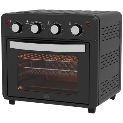 HOMCOM Minioven, Heteluchtfriteuse, 90-230° C, 7 Programma's, Accessoires, Zwart