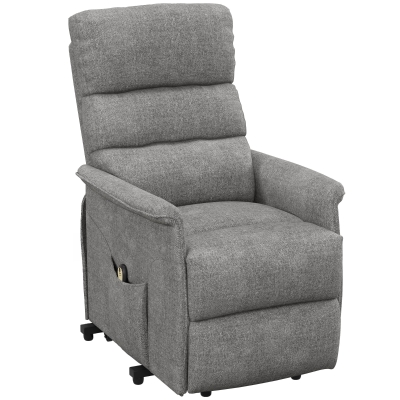 HOMCOM Relaxfauteuil met Elektrische Opstaanondersteuning, Verstelbare Rugleuning/Voetensteun, tot 120 kg, 66x90x96 cm, Grijs