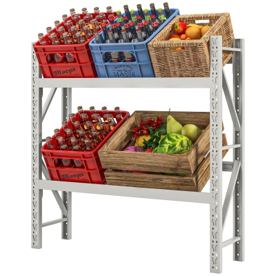 HOMCOM Drankkrattenrek, tot 6 kratten, in hoogte verstelbaar, stalen frame, 110x30x110 cm, Wit