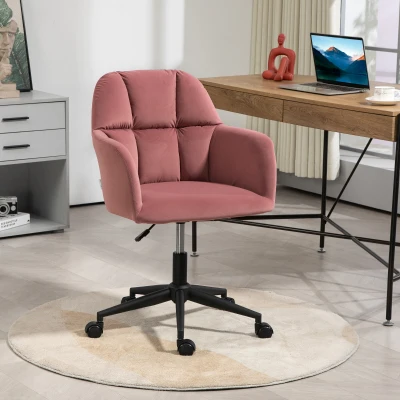 Vinsetto Fotel biurowy ergonomiczny, regulowany, obrotowy, welurowy do 120 kg, różowy