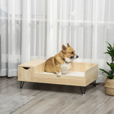 PawHut Canapé Lit Surélevé pour Chien Chat avec Rangement
