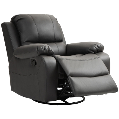 HOMCOM Fotel Relaksacyjny, Regulowane Oparcie & Podnóżek, Obrotowy, do 150 kg, Stalowa Rama, 93x100x98cm, Czarny