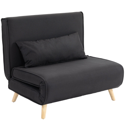 HOMCOM Relaksacyjny fotel z funkcją łóżka, dla 1 osoby, nowoczesny design, do 350 kg, 94x78x80 cm, Czarny