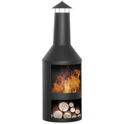 Outsunny Cheminée Extérieur Métal 133cm Noir