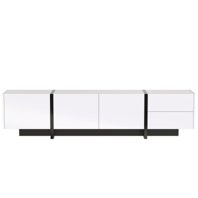 High-Gloss Modern TV Cabinet with Doors and Drawers, White