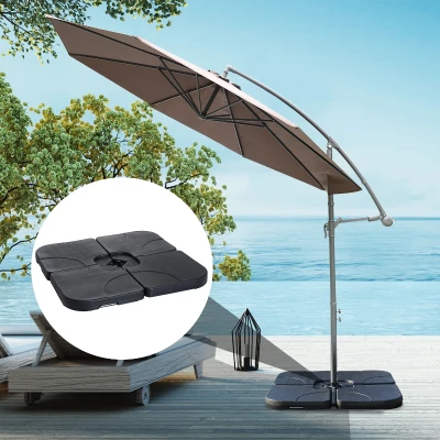 Outsunny Base para Chapéu de Sol de 4 Peças Suporte para Chapéu de Sol para Jardim Pátio Exterior 50x50x7,5cm Preto