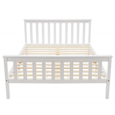 Doppelbett 140x200 mit Stauraum und Lattenros, Modernes Bettgestell für Erwachsene und Jugendliche, Weiß