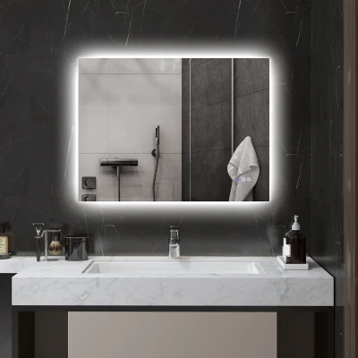 Oglindă de Baie LED, 80x60x4 cm, Transparent
