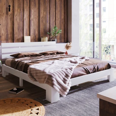 Lit Double au Design Minimaliste, Blanc
