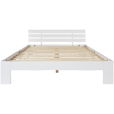 Letto Singolo dal Design Semplice, Senza Materasso, Bianco