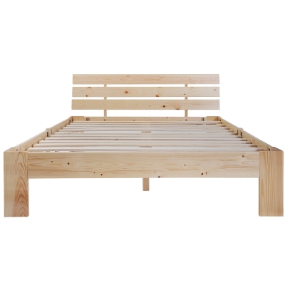 Letto Singolo dal Design Semplice, Senza Materasso, Colore Naturale