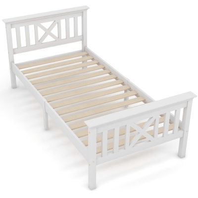 Minimalistisches Einzelbett 90x200 cm mit Stauraum fürs Wohnzimmer, Weiß