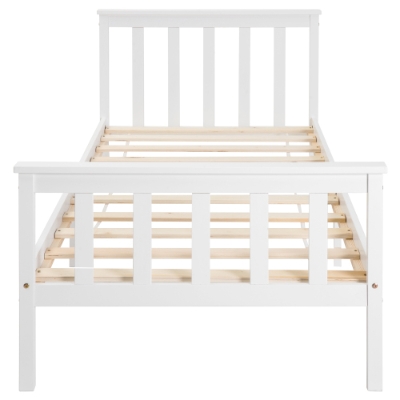 Letto Singolo dal Design Semplice, Senza Materasso, Bianco