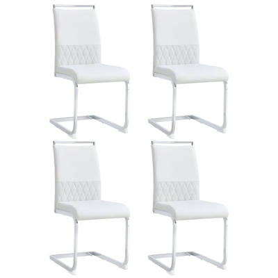 Ensemble de 4 modernes Chaises de salle à manger avec plus haut dossier Fabriqué en PU et lin, Blanc