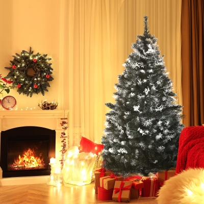 HOMCOM Árvore de Natal Automática 150 cm com 378 Ramos 41 Decorações Suporte em Aço Base Dobrável e Removível Verde