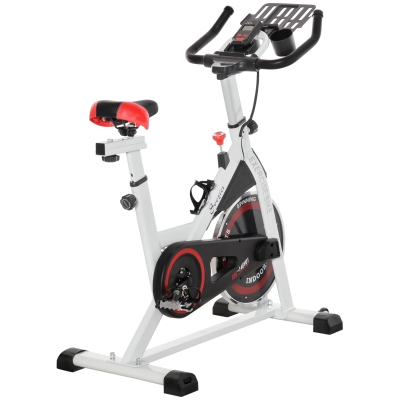 HOMCOM Ergometr, regulowany opór, do 120kg, Stal, D103xS53xW100-114cm, Biały/Czarny