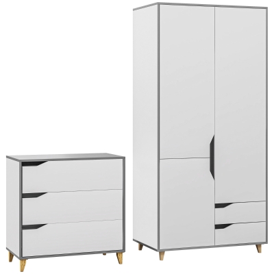 Bedroom Furniture Set 88.9W x 50.1D x 184.5Hcm; Grey and White