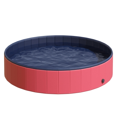 PawHut Piscina Dobrável para Cães Ø160×30 cm Banheira Portátil para Animais de Estimação Antiderrapante PVC Múltiplos Usos Interiores e Exteriores Vermelho
