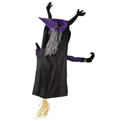 HOMCOM Vliegende Heks, Halloween Decor, Verstelbare Banden, 90 x 34 x 170 cm
