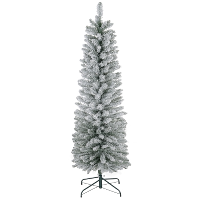 HOMCOM 6ft Artificial Snowy Pencil Christmas Tree - Green
