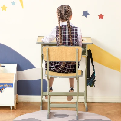 Bureau Enfant Vintage Bois Clair Style Pupitre